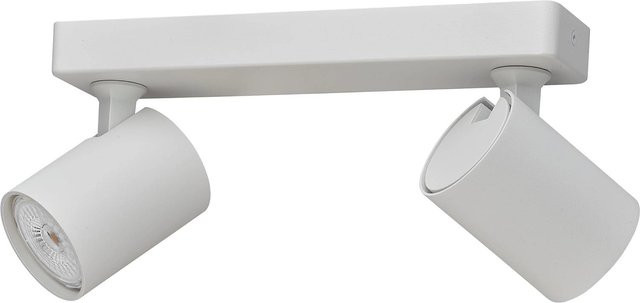 Oktaplex Bora Alu Spotbalken Weiß, 2-flammige Deckenleuchte aus Aluminium mit schwenkbaren GU10 LED-Leuchtmitteln, stufenlos dimmbar, Warmweiß - Bild 1