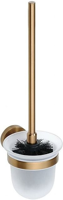 Brillantbad BAMBER WC-Bürstengarnitur mit Glasbehälter aus Messing in Gold Kupfer matt, B/T/H: 9,5 x 36,0 x 14,0 cm - Bild 1