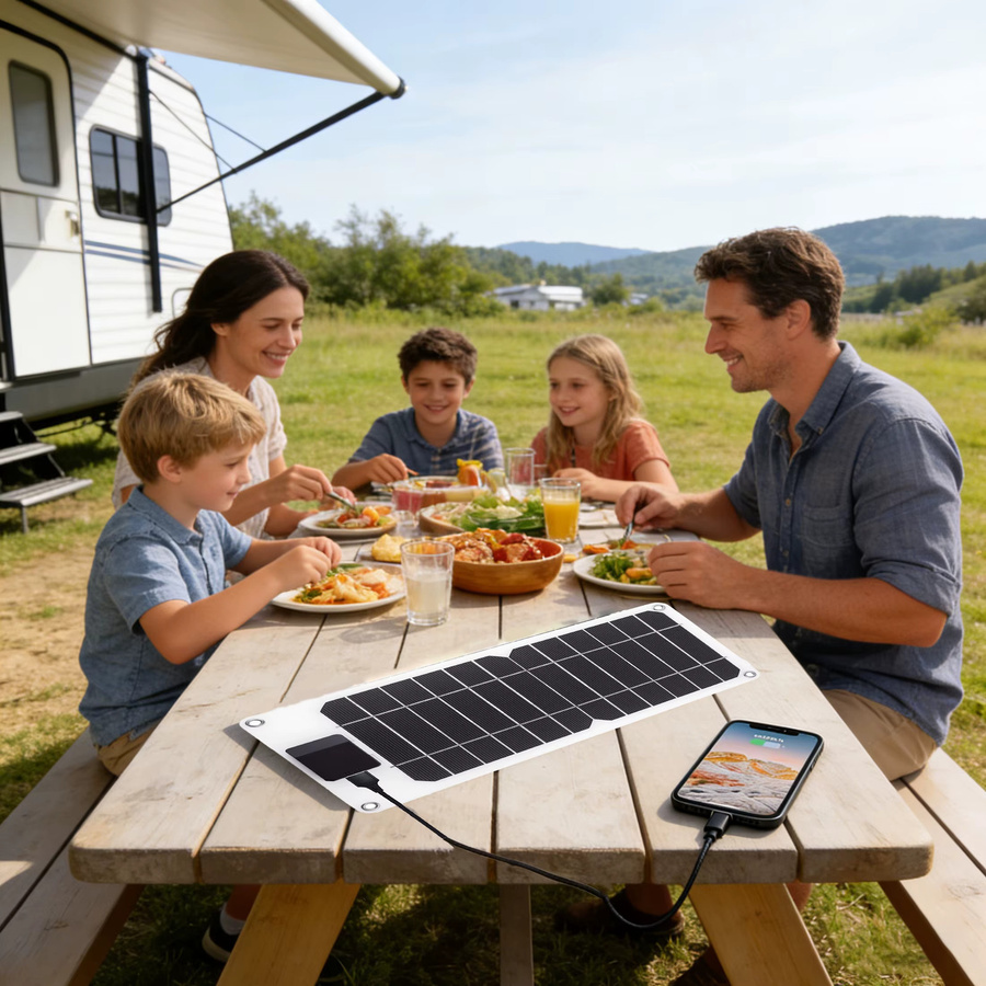 ELEGEEK 60W Solarpanel-Ladegerät mit USB-A Anschluss, weißes tragbares Ladegerät für Mobiltelefone und Camping - Bild 2