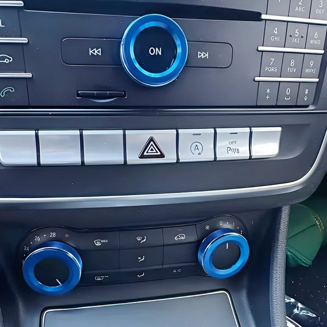 Angelguoguo Lautstärkeregler Abdeckring für Mercedes Benz A B Klasse GLA CLA AMG in Blau - Bild 1