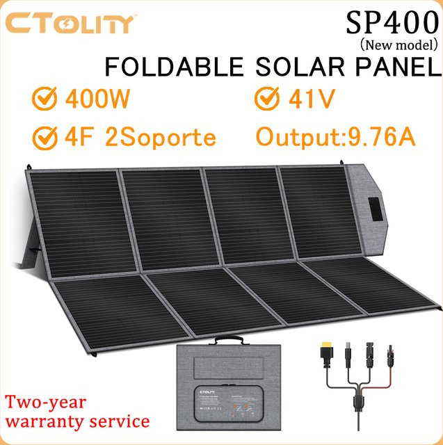 CTOLITY Faltbares Solarpanel SP400 400W 41V aus PET und 600D Material für Outdoor-Solarstromgeräte-Sets - Bild 1