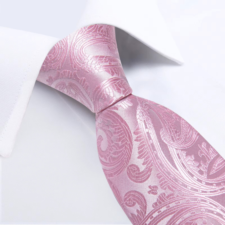 DiBanGu Krawatten-Set, Seide, Rosa, Herren - Bild 3