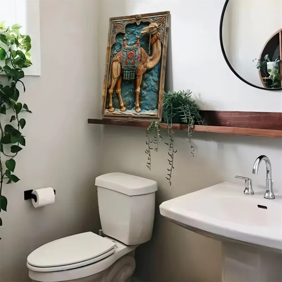 Potdemiel Kamel Wandkunst aus Metall im Vintage-Design mit Relief-Optik - Bild 4
