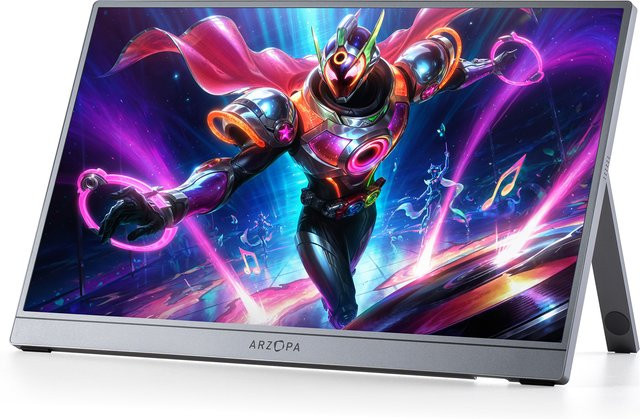 ARZOPA Gaming-Monitor 15,6 Zoll, tragbarer externer Bildschirm mit 144 Hz in Grau für Laptop, PC, Mac, Xbox, PS und Switch - Bild 1