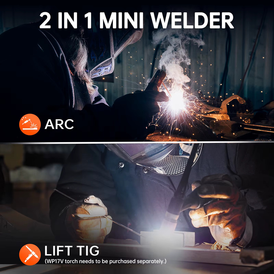 HITBOX 2-in-1 MMA Lift TIG Schweißgerät ARC200mini3, tragbarer Mini-Inverter-Schweißer mit IGBT-Technik in Orange - Bild 6