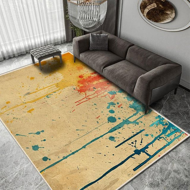Moderner Teppich aus Crystal Velvet in Beige für Wohnzimmer und Schlafzimmer, wasserdicht und pflegeleicht, B/T: 60 x 40 cm - Bild 1
