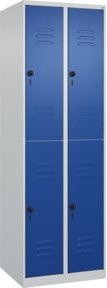 C+P Doppelstock-Spind Classic PLUS mit 2 Abteilen, Sicherheits-Drehriegel, Grau/Blau, H x B x T: 185 x 60 x 50 cm - Bild 1