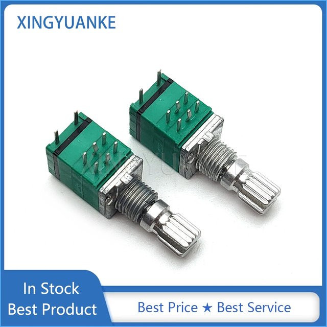 2er-Set RK097 Typ Dual 8-Pin Potentiometer mit Push-Schalter für Lautstärkeregelung, Blume-Welle Länge: 15 mm - Bild 1