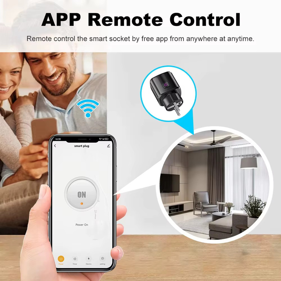 Tuya Smart WiFi und Bluetooth Steckdose 20A mit Power Überwachung, Timer und Kindersicherung, kompatibel mit Google Home, Alexa und smartThings - Bild 3