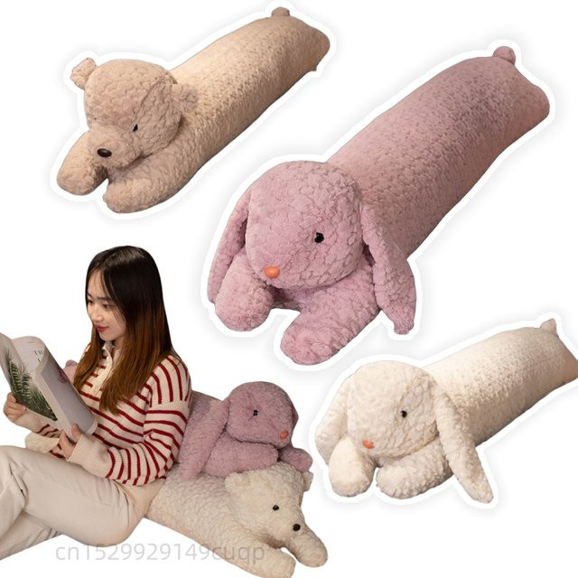 GDzaccly Kawaii Long Gaint Curly Animal Bunny Plüschkissen Puppe, Dinosaurier, Weiß - Bild 1