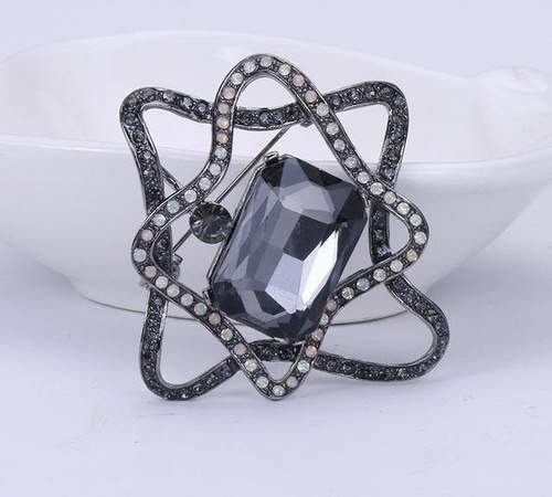 YIRAN Jewelry Brosche, Fünfzackiger Stern, Strass, Glas, Grau, Damen und Herren