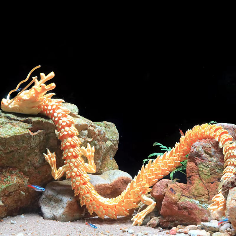 Bewegliches Drachenornament in Multicolor, 3D-gedruckte Aquarium-Dekoration und Steingarten-Landschaftsbau-Figur, Höhe: 30 cm - Bild 3