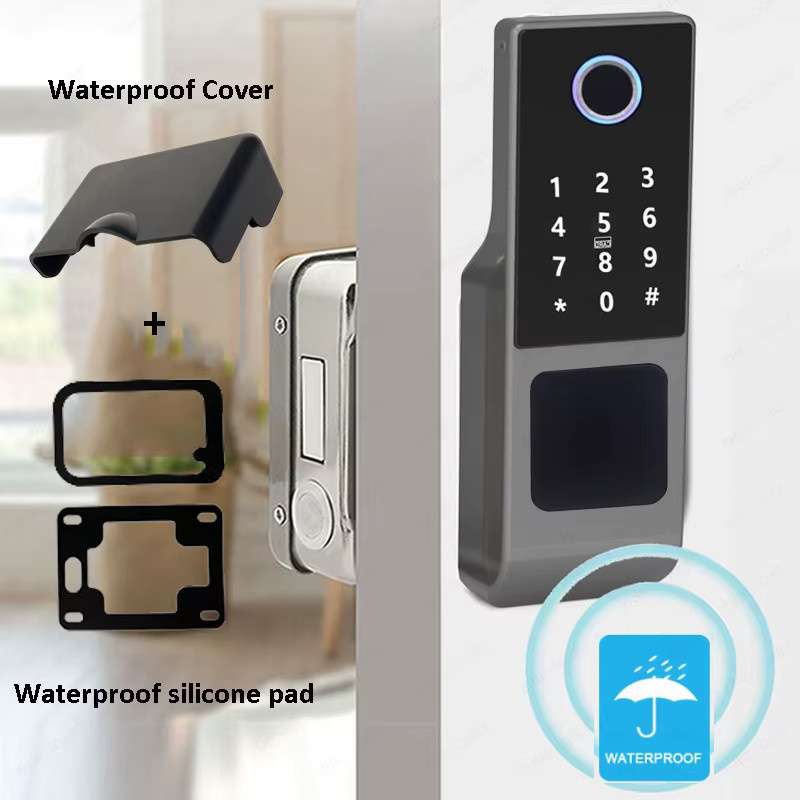 Tuya WiFi Smart Lock für den Außenbereich mit doppelseitigem Fingerabdrucksensor, IP66 wasserdicht, Passcode, RFID-Karte und App-Steuerung in Schwarz - Bild 4