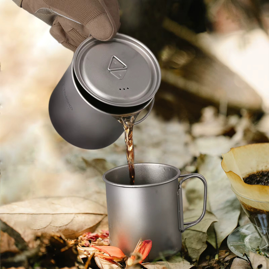 TOMSHOO Ultraleichter Titan-Topf mit Deckel und faltbarem Griff, 750 ml, ideal für Outdoor und Camping - Bild 3