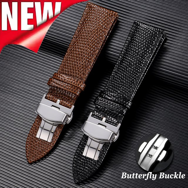 asukaband Uhrenarmband Leder, Eidechsenmuster, Schmetterlingsschnalle - Bild 1