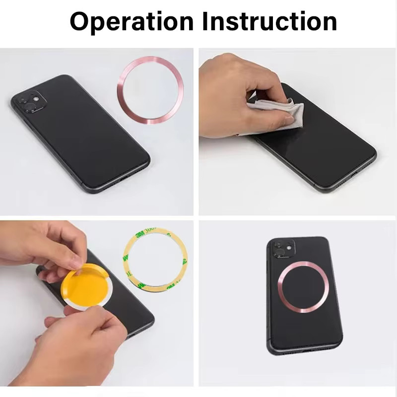 WSSHE Magnetischer Metallplattenring für MagSafe kabelloses Laden, Eisenblech-Aufkleber und Magnet-Patch für iPhone 15 13 Pro Max, Schwarz und Mehrfarbig - Bild 2