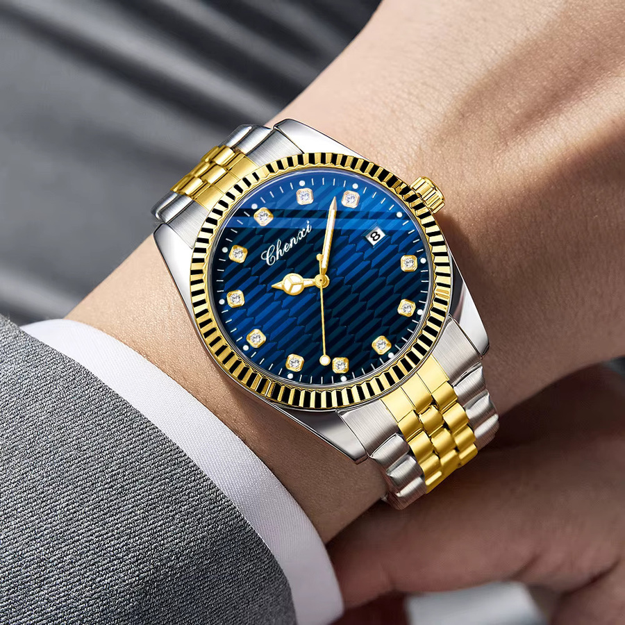 CHENXI Armbanduhr Automatik, Edelstahl, Blau, Herren - Bild 5