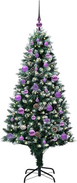 vidaXL Künstlicher Weihnachtsbaum in Grün mit 150 warmweißen LEDs und Ständer, Höhe: 150 cm - Bild 1
