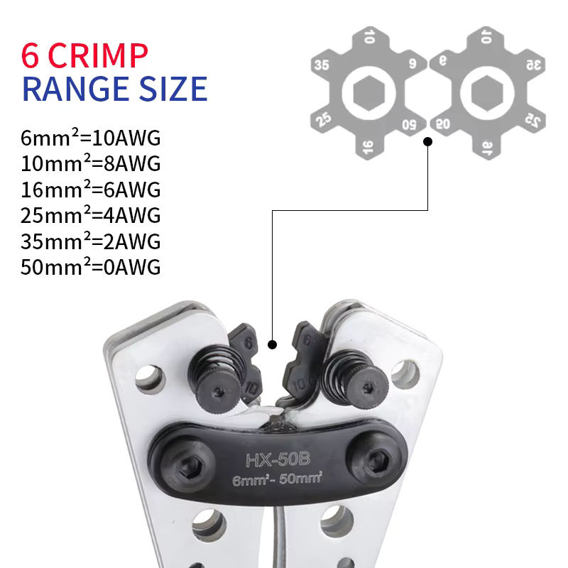 Lion Rage HX-50B Manuelle Crimpzange für Aderendhülsen 6-50mm² / AWG 10-0 Sechskant-Kabelcrimpwerkzeug - Bild 4