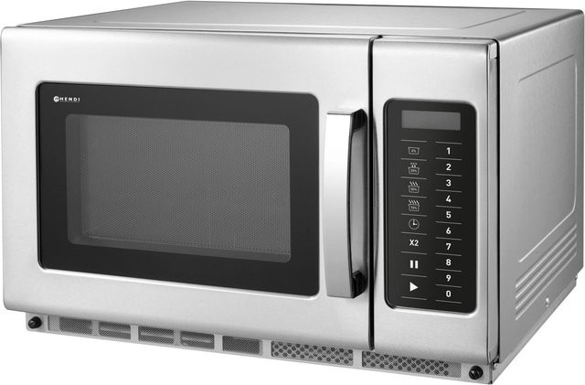 Hendi Solo Mikrowelle mit 34 l Volumen, 3000 W, Silber, mit LED-Display und Timer - Bild 1