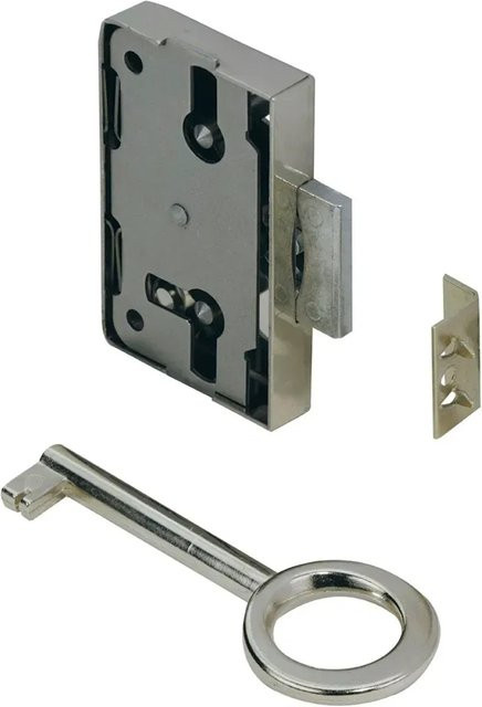 Hettich Nutbart Aufschraubschloss aus Stahl vernickelt in Silber B/H/T: 6,0 x 5,8 x 0,87 cm - Bild 1