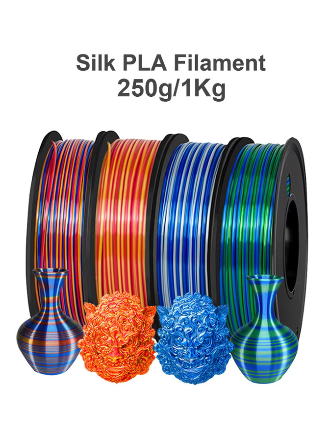 Zweifarbiges PLA-Seiden-Filament für 3D-Drucker, Durchmesser: 1,75 mm, Farben: Gold, Rot und Blau - Bild 3