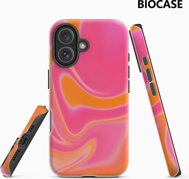 Pink Orange Flow Handyhülle für iPhone 17 16 15 14 13 12 Pro Max Plus mit doppelschichtiger Rückseite - Bild 1