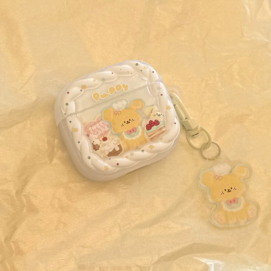 Niedrige Cartoon Dessert Welpen Kopfhörerhülle für Apple AirPods Pro und AirPods 1 2 3 4 inklusive Anhänger - Bild 4