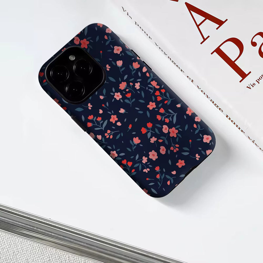 Robuste Apple iPhone Handyhülle mit Mitternachtsrosa Blumen und Magnetfunktion für iPhone 17 16 15 14 Pro Max Plus - Bild 3