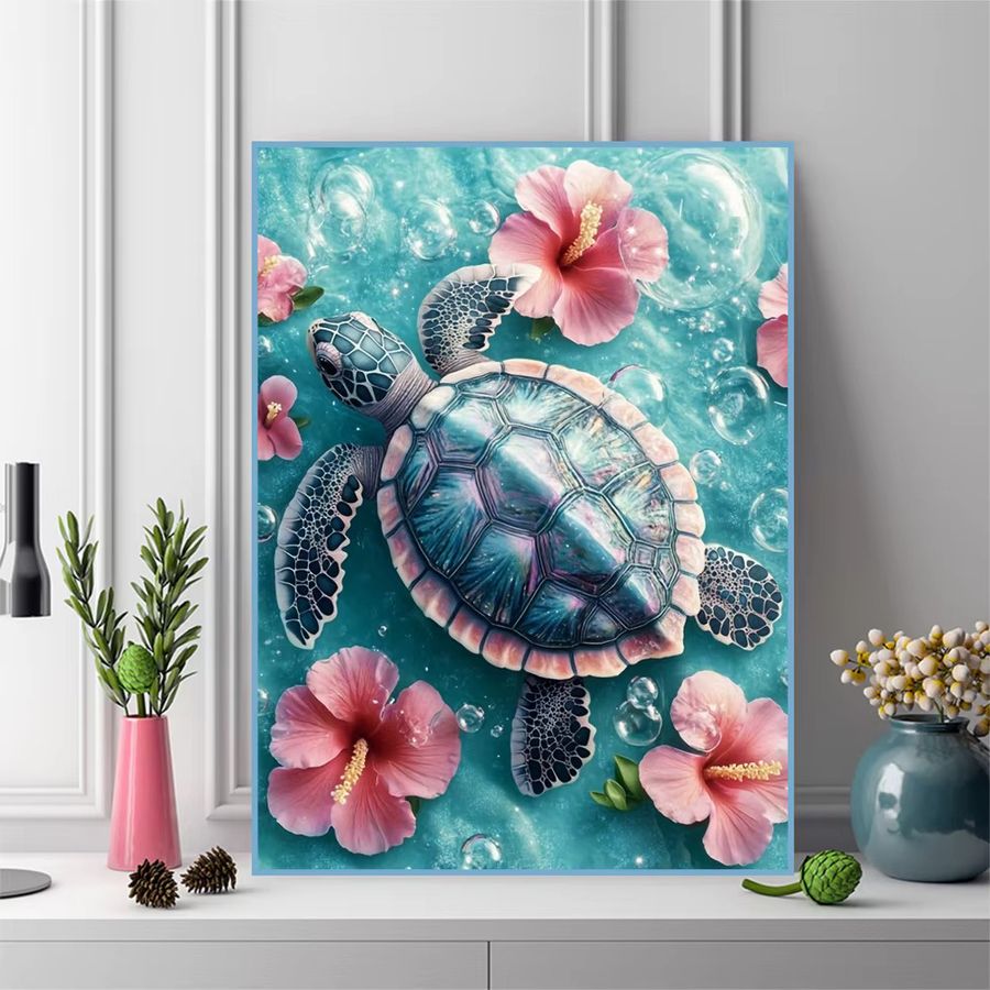 Momoart Diamantgemälde Schildkröte als DIY-Mosaik-Stickerei für Anfänger zur Wandkunst - Bild 3