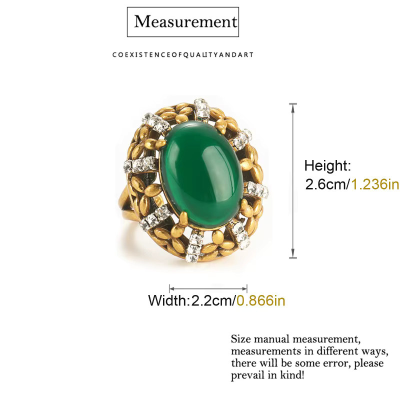 Icareu Ring, Goldfarben, Smaragdgrün, Zirkonia, Damen, Vintage - Bild 2