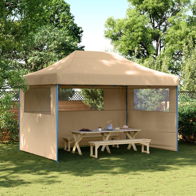 vidaXL Pop-Up Partyzelt Beige mit 3 Seitenteilen und transparenten Fenstern - Bild 2