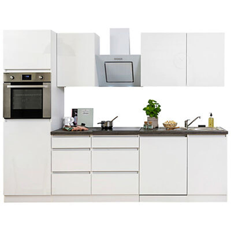 Respekta Küchenblock Premium in Weiß Hochglanz mit Granit-Optik, B/H/T: 280 x 220,5 x 60 cm - Bild 2