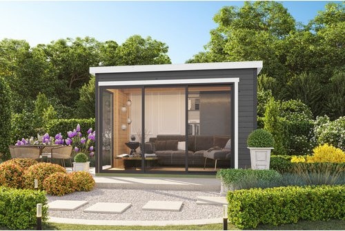 Lasita Blockbohlenhaus Austin in Carbongrau B/H/T: 379,6 x 239,4 x 259,6 cm - Bild 1