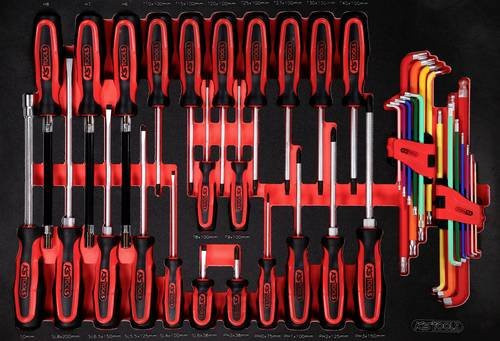 KS Tools Schraubendreher-Set in roter Farbe, 41-teilig mit Schaumstoffeinlage - Bild 1