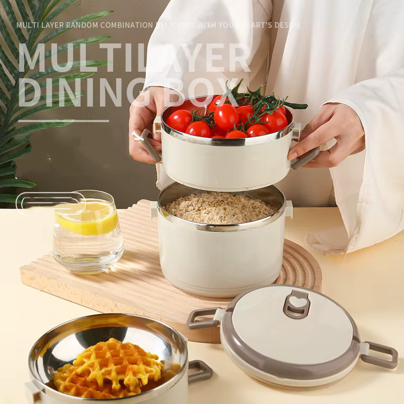 LUSQI Mehrschichtige Lunchbox mit Deckel aus Edelstahl und Kunststoff, BPA-frei, ideal für Schule und Büro - Bild 2