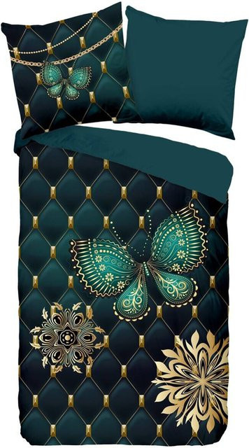 Pure Microfaser Bettwäsche Lavanya Petrol aus Polyester mit Bettbezug und Kissenbezug, B/H: 135 x 200 cm und 80 x 80 cm - Bild 1