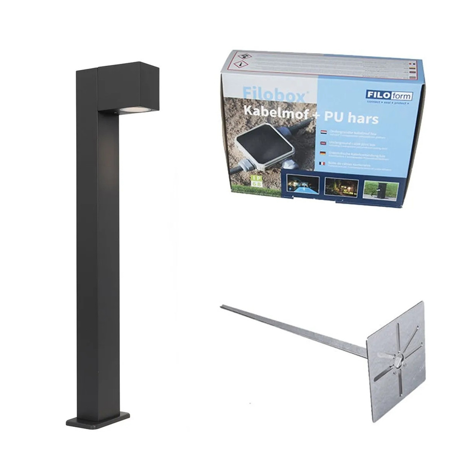 QAZQA Baleno Industrielle Outdoor Stehleuchte aus Aluminium in Dunkelgrau, Höhe: 65 cm, IP44 wetterfest für Garten und Außenbereich - Bild 1