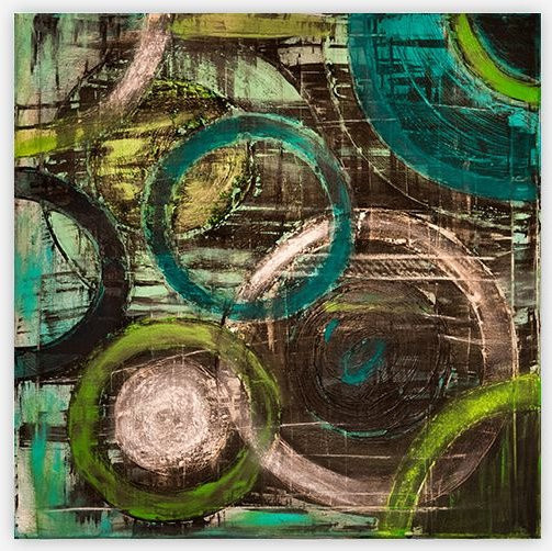 Aludibondbild LOST IN CIRCLE 4 von WIEDEMANN in Creme, Weiß und Bunt, B/H: 50 x 50 cm - Bild 1