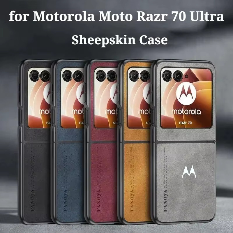 Luxuriöse Business-Schafsleder-Handyhülle für Motorola Razr 70 Ultra 60 50 40 Plus, stoßfeste Schutzhülle in Schwarz oder Grau - Bild 2