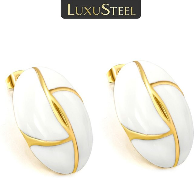 Luxu steel Ohrringe, oval, weiß, Edelstahl, Damen - Bild 1