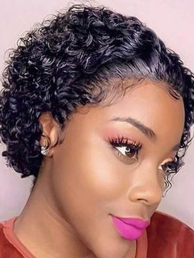 Lolely Dream Lockige Bob Pixie Cut Echthaar-Perücke, 180% Dichte - Bild 5