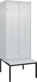 C+P Z-Spind Classic PLUS Sitzbank mit 4 Fächern und Zylinderschloss, grau, B/T/H: 212,0 x 80,0 x 81,5 cm - Bild 1