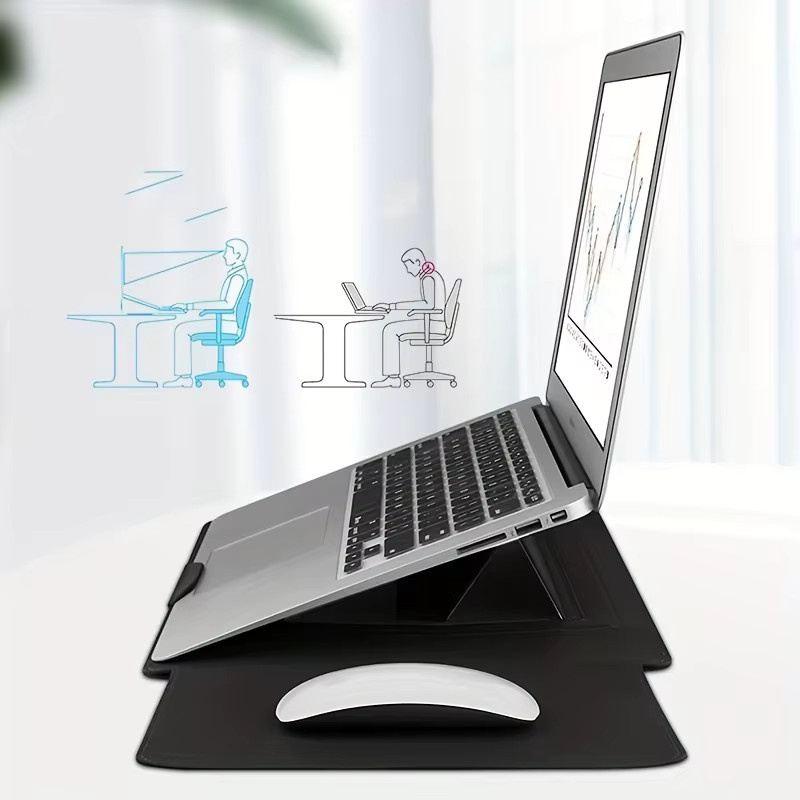Multifunktionaler Computerständer und Computertasche aus Leder für 13,3 bis 14 Zoll in Grau - Bild 2