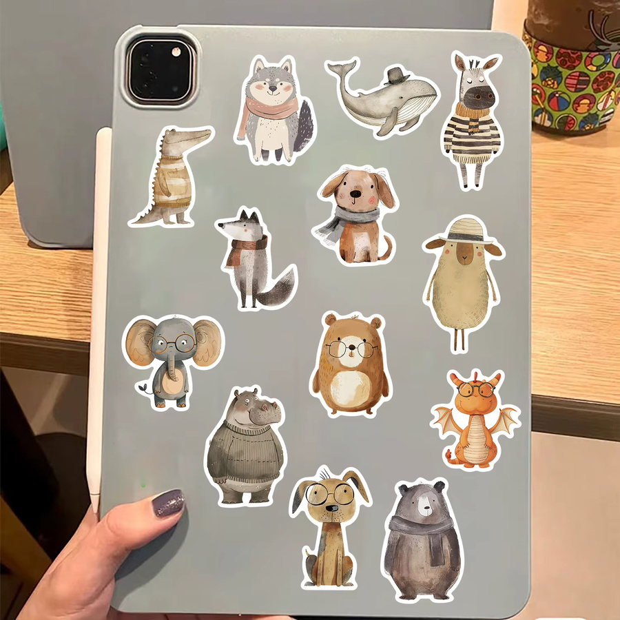 50 Stück handgezeichnete Tier-Aufkleber im Harajuku-Stil, bunte DIY-Aufkleber für Laptop, Skateboard und Notizbuch - Bild 3