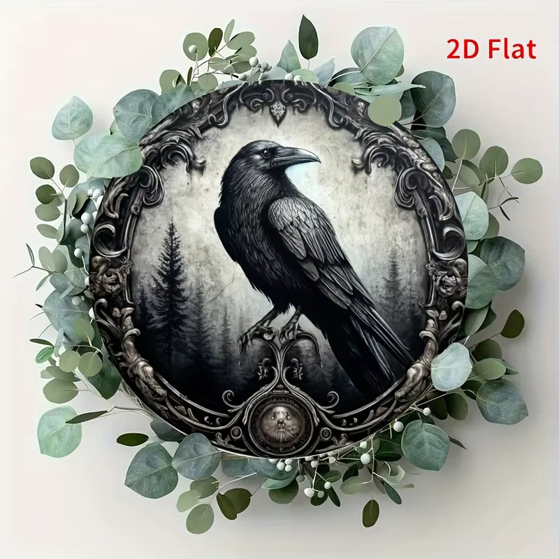 Potdemiel Rundes Metallschild aus Aluminium mit Krähenmotiv in Schwarz, Durchmesser: 20 cm - Bild 6