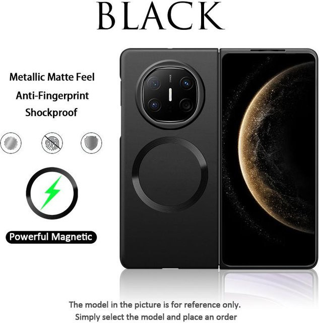 Huawei Mate X6 Schutzhülle mit Metallic-Lackierung in Schwarz, ultradünne magnetische PC-Schale mit matter Anti-Fingerabdruck-Beschichtung und Unterstützung für kabelloses Laden - Bild 1