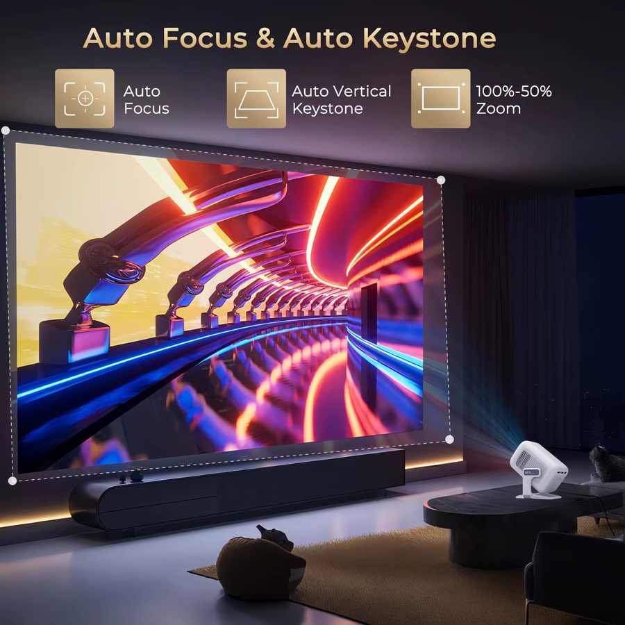 LynCast X3AQ Beamer Full HD Heimkino Projektor mit Android 11, 350 ANSI, Wifi6 und Bluetooth 5.4 in Weiß - Bild 3