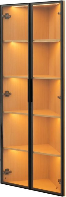 okwish Vitrine mit LED-Beleuchtung und Glastüren in Eiche Natur, B/T/H: 62 x 35 x 160 cm - Bild 1