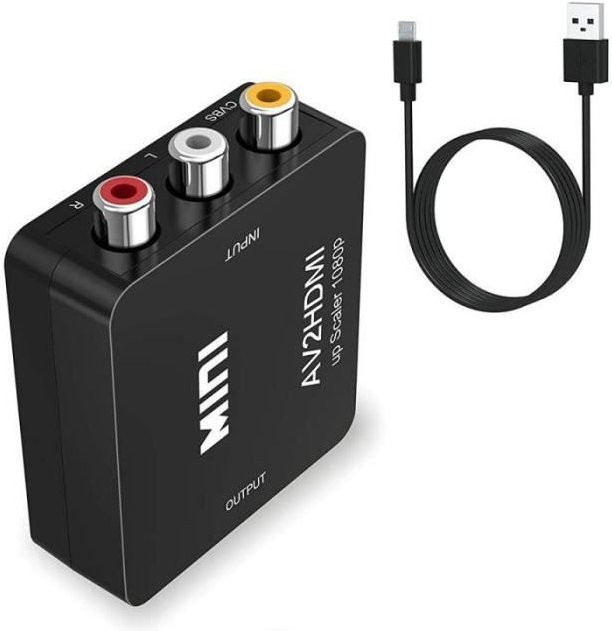 Techtrusty AV-RCA CVBS zu HDMI Video Konverter Adapter in Schwarz für 1080P Videoauflösung - Bild 1